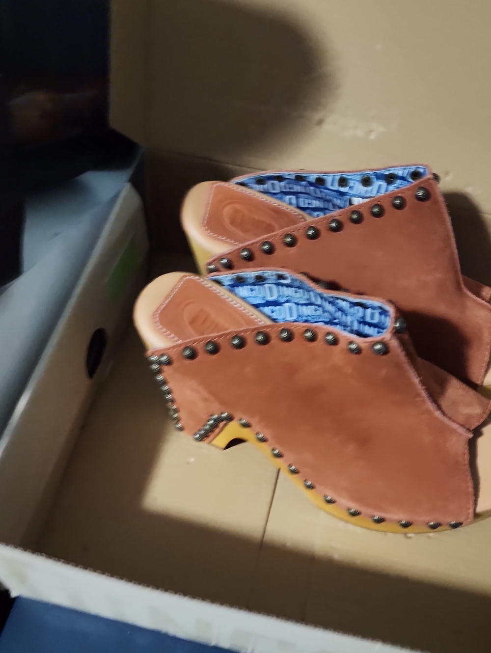 dingo Rust Suede Studded Clog Mules